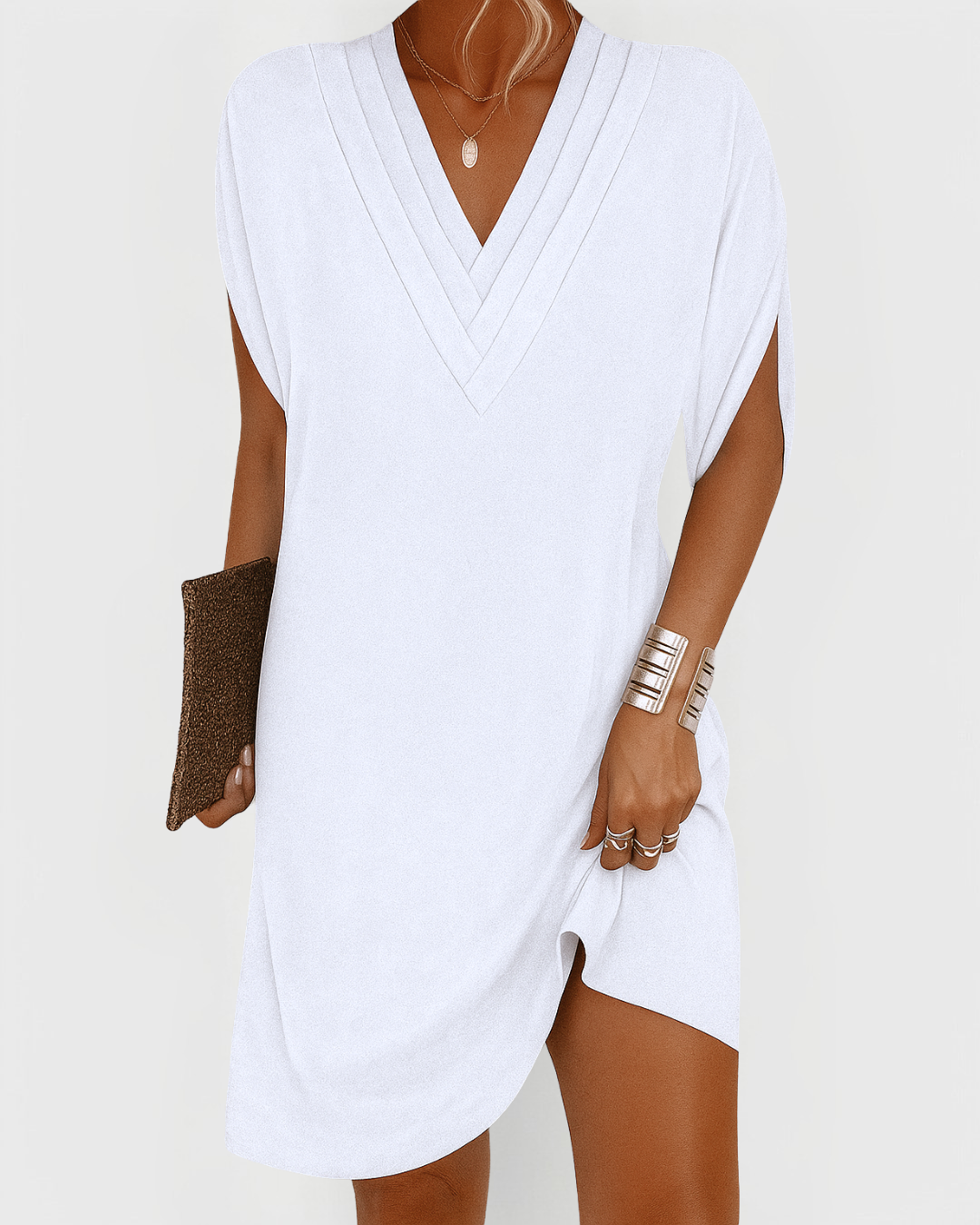 Sensea™ | Elegant V-Neck Dolman Sleeve Midi Dress