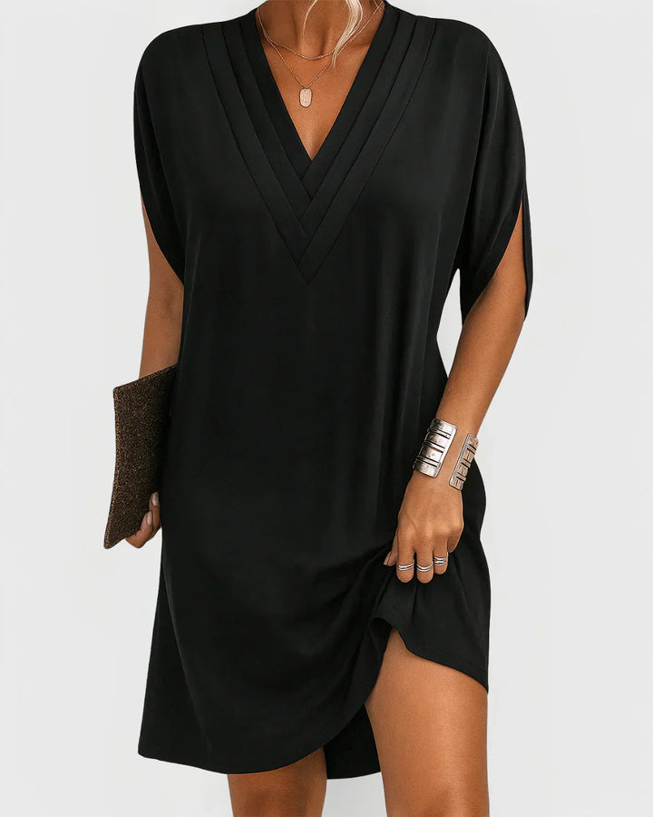 Sensea™ | Elegant V-Neck Dolman Sleeve Midi Dress