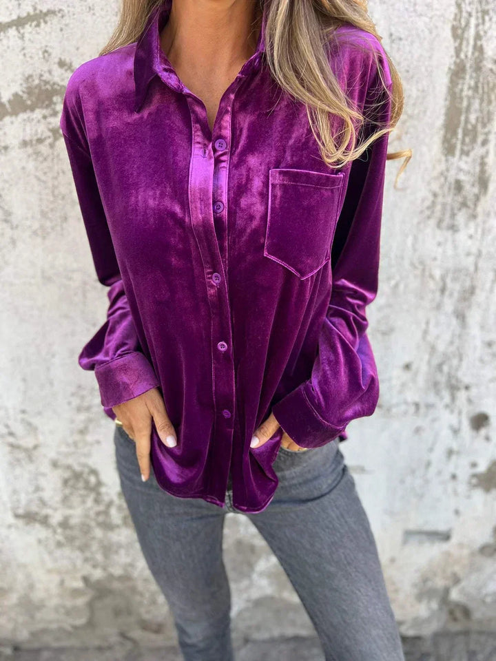 Mira-Velvet Button-Up Shirt