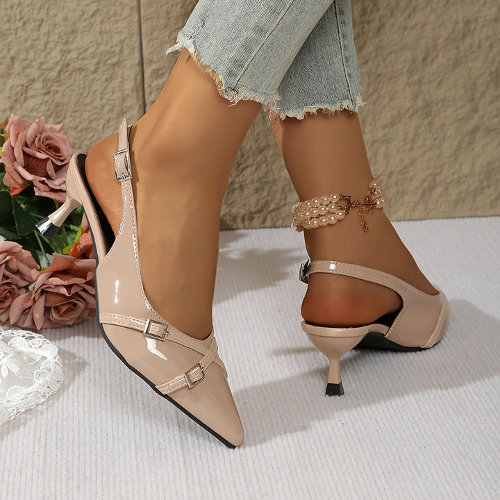 Vivienne – Patent Double Strap Kitten Heels