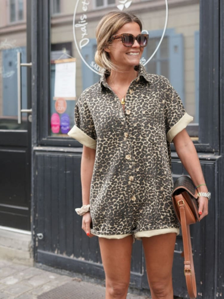 Nonette™ Leopard Shirt Romper