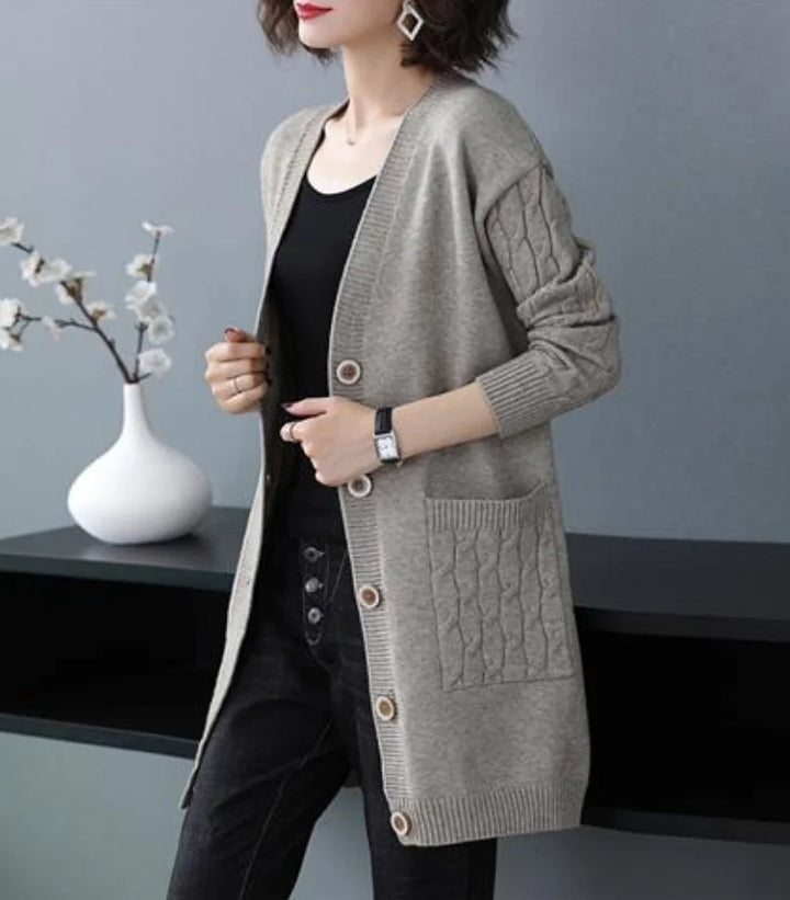 Graciel - Cable Sleeve Knit Cardigan