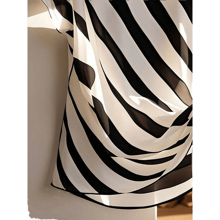 Tessa – Diagonal Stripe Tie Blouse