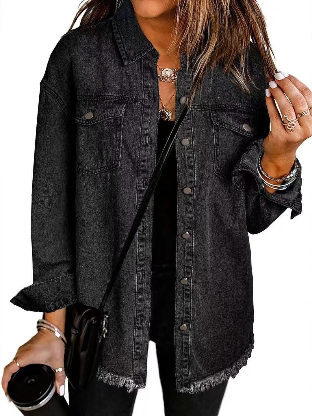 Harper-Denim Button-Up Jacket