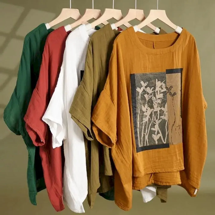 Heart – Oversized Printed Batwing Top