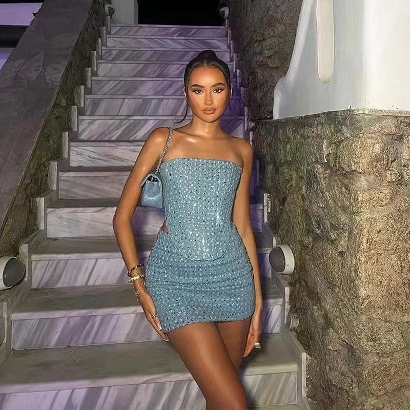 Luna – Strapless Denim Mini Dress