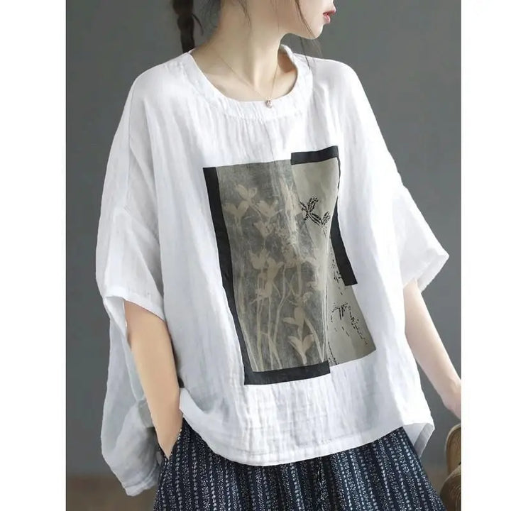 Heart – Oversized Printed Batwing Top