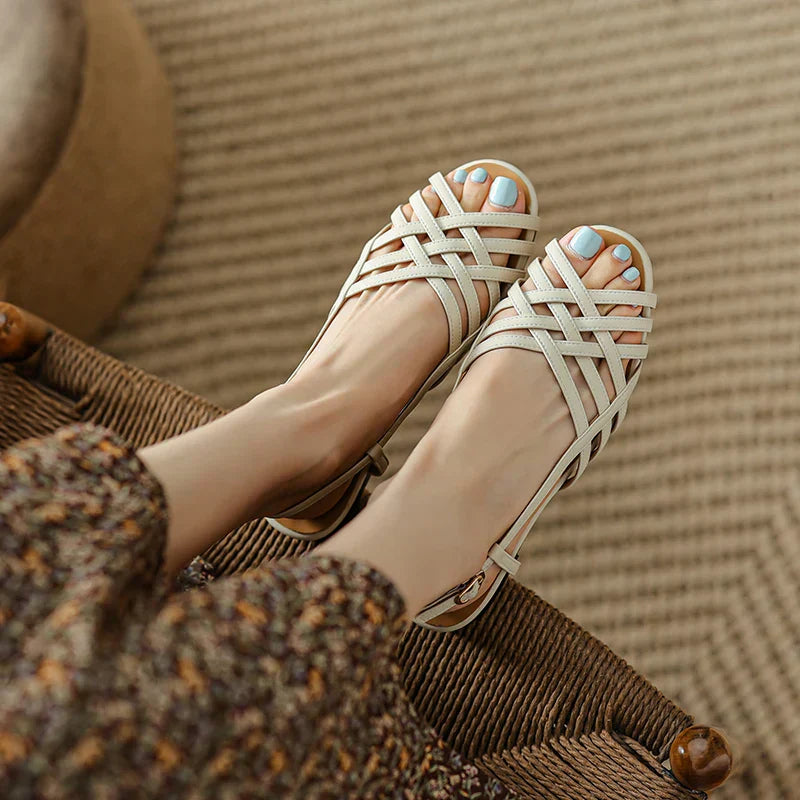 Alina-Woven Flat Sandals