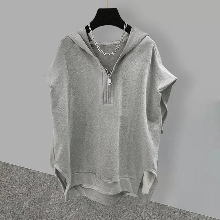 Jemma - Zip-Neck Relaxed Hoodie Top