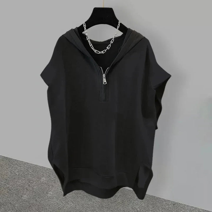 Jemma - Zip-Neck Relaxed Hoodie Top