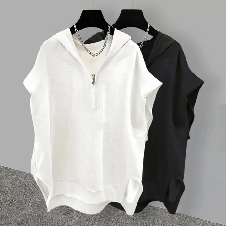 Jemma - Zip-Neck Relaxed Hoodie Top