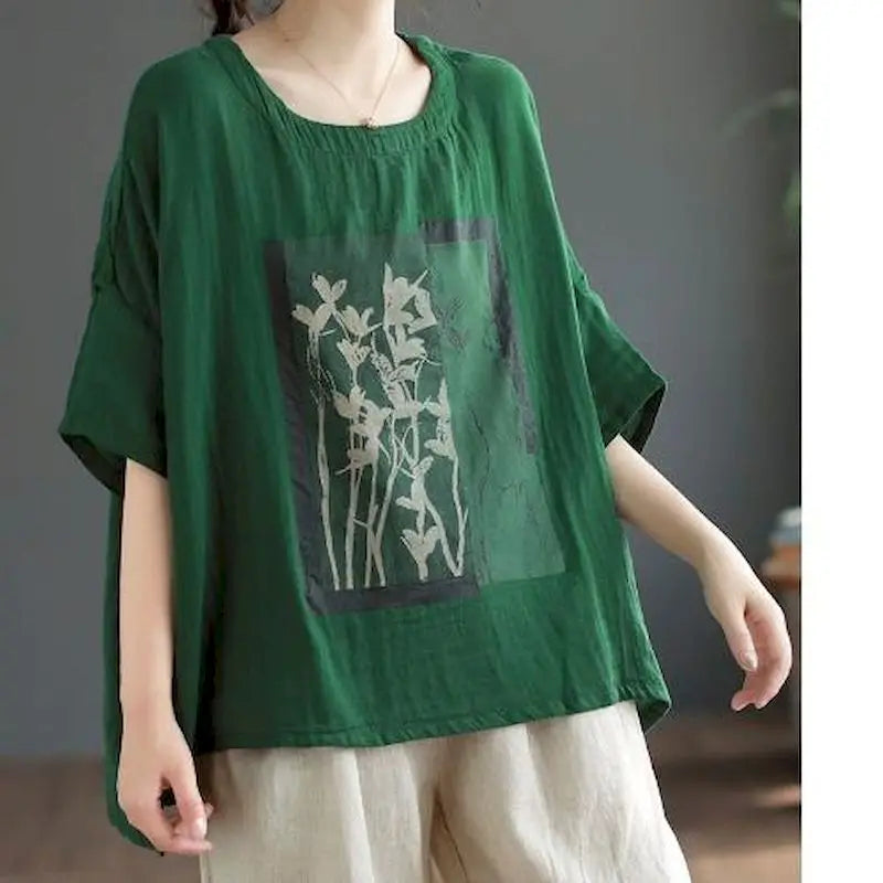 Heart – Oversized Printed Batwing Top