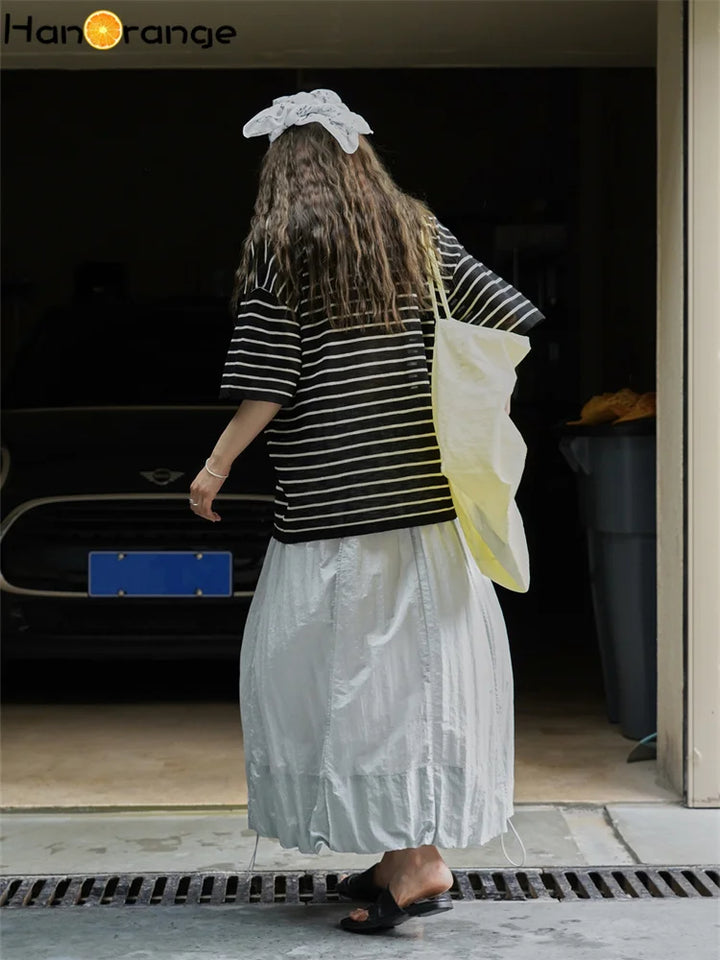 Nora-Striped Relaxed Hoodie Tee