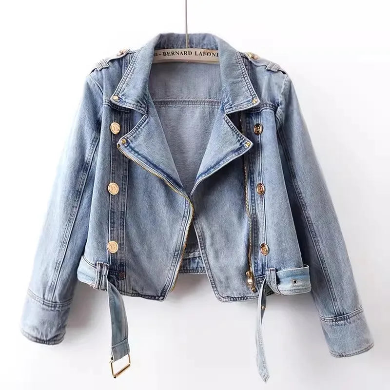 Drew - Cropped Moto Accent Jacket