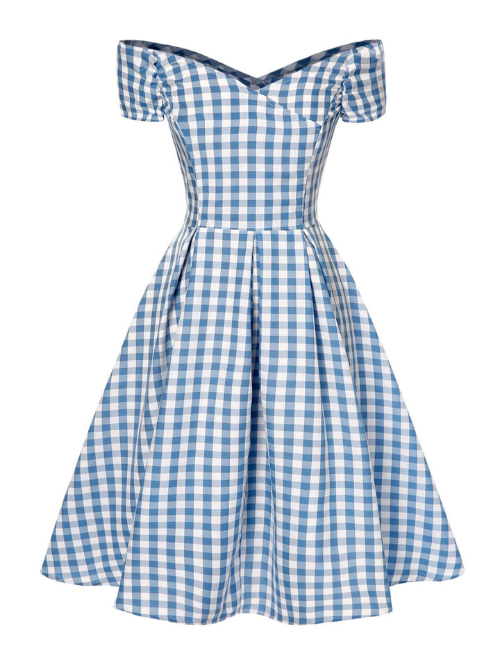 Black 1950s Plaid Swing Dress