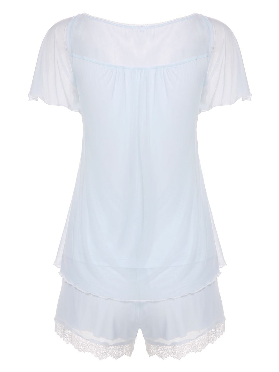 2PCS Light Blue 1940s Knot Lace Sleepwear