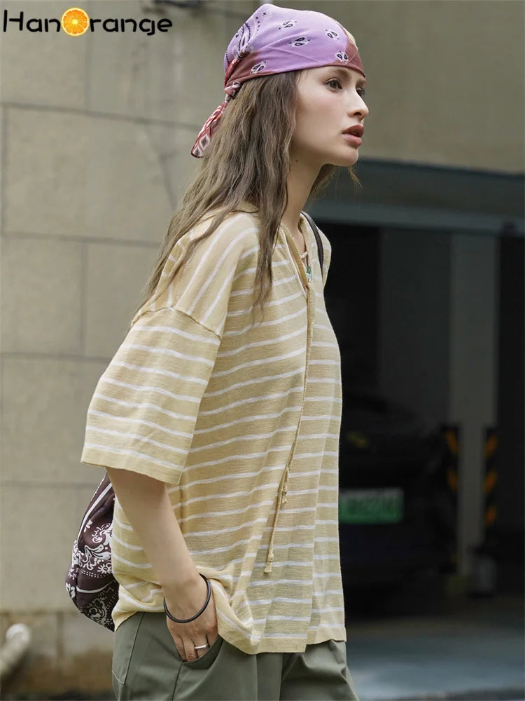 Nora-Striped Relaxed Hoodie Tee