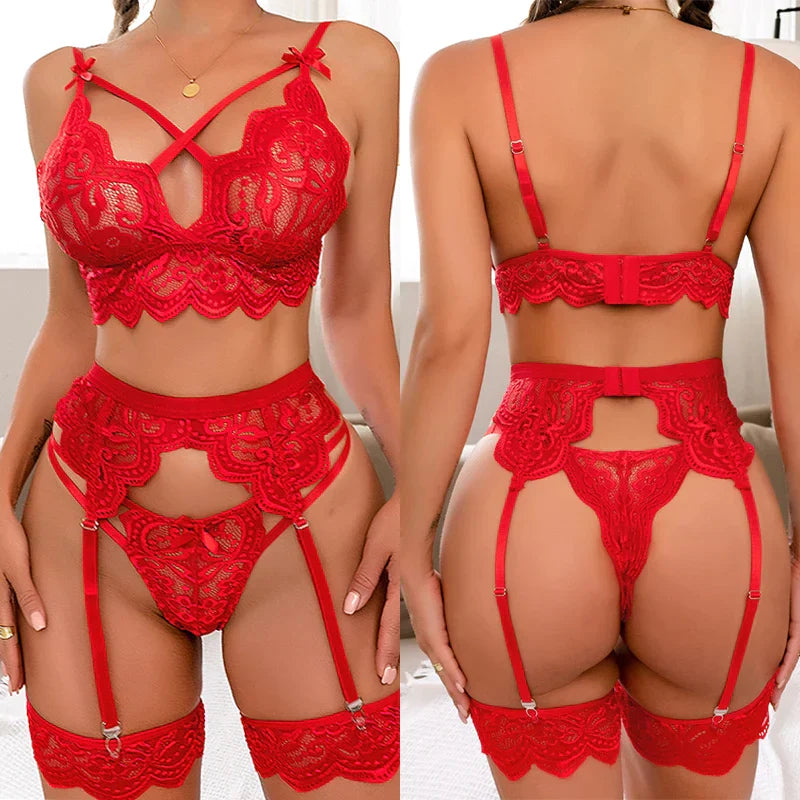 Vivia - 3 Pieces See Through Lingerie Sets