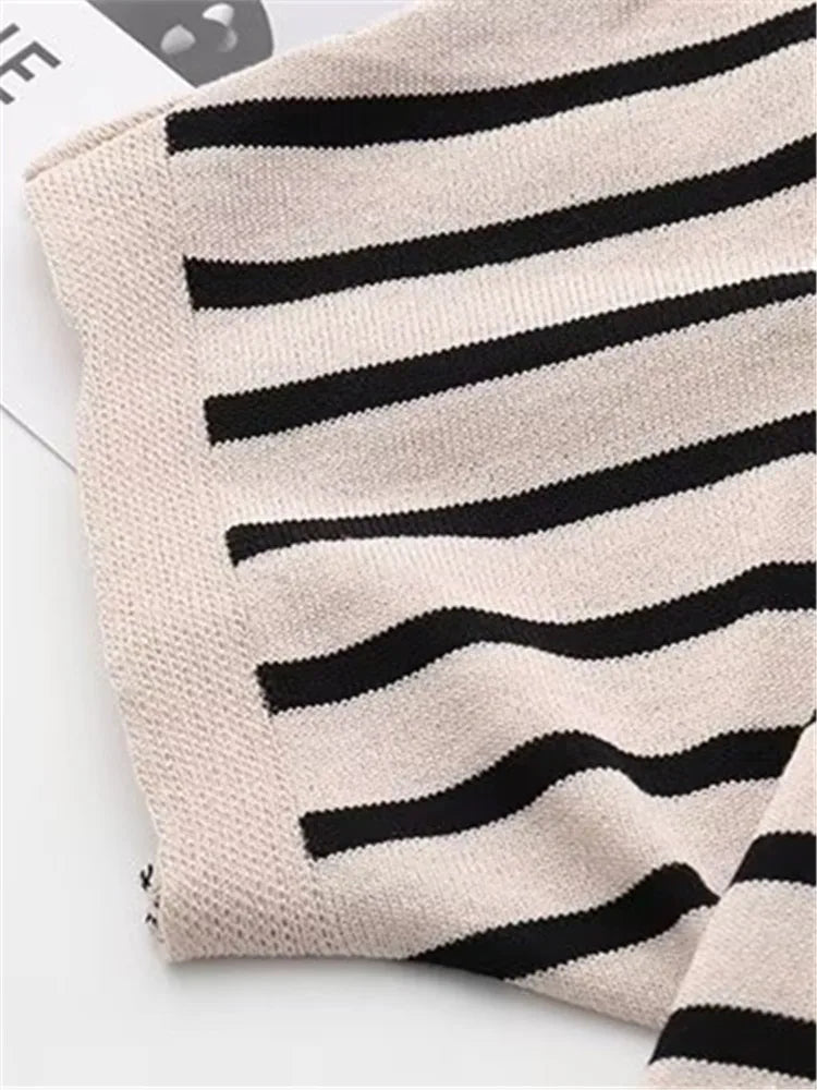 Lina-Plus Size Soft Knit Striped Hoodie Tee
