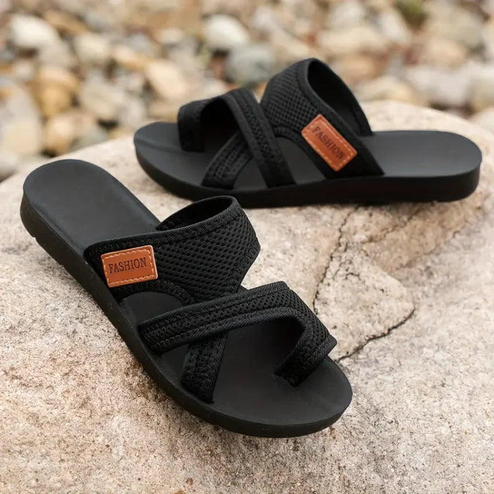 Elina-Criss-Cross Comfort Slides