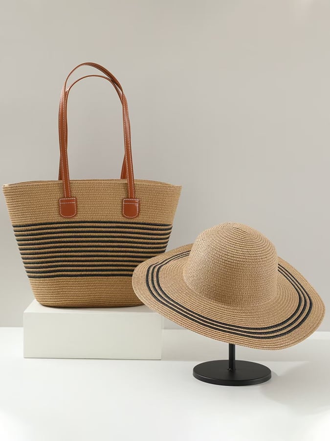 Solara Striped Summer Set – Bag & Hat Combo