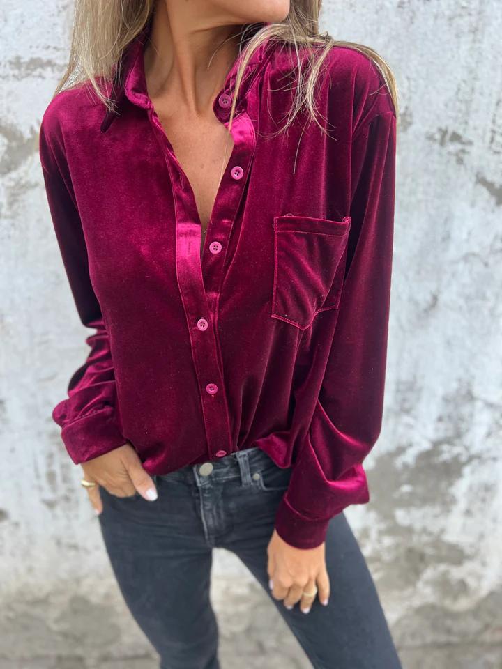 Mira-Velvet Button-Up Shirt