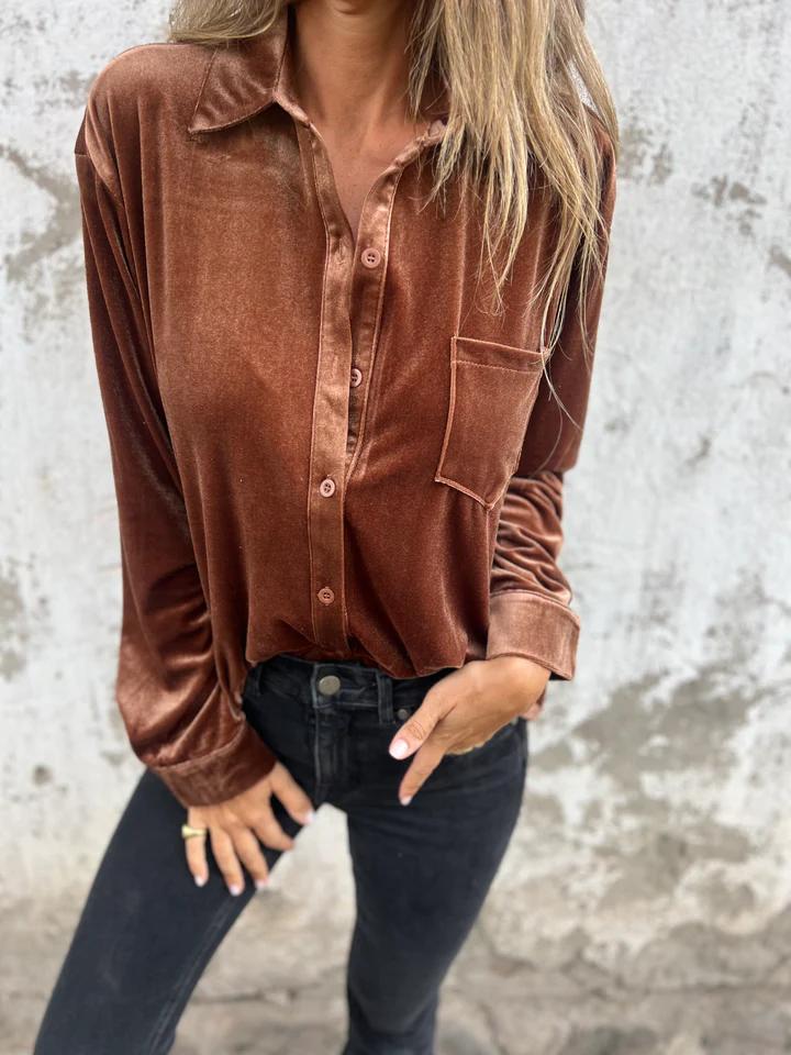 Mira-Velvet Button-Up Shirt