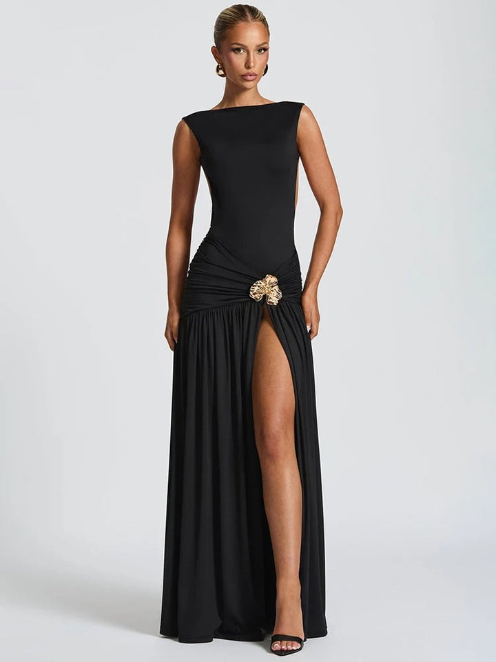 SÉVANA™ | Draped Backless Dress