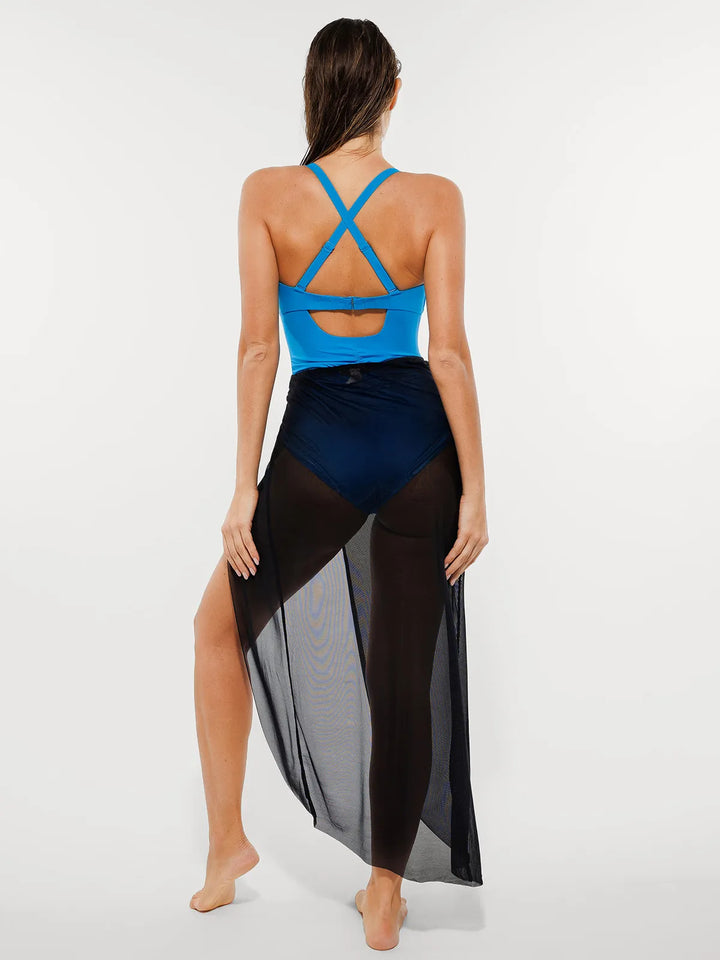 Mesh Inset Tie-Side Sculpting One-Piece Swimsuit