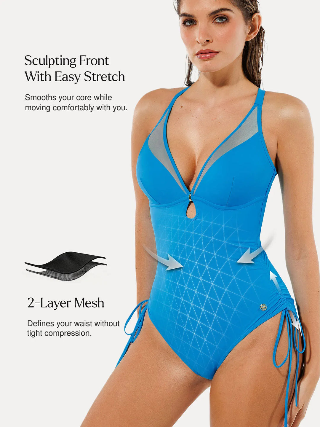 Mesh Inset Tie-Side Sculpting One-Piece Swimsuit
