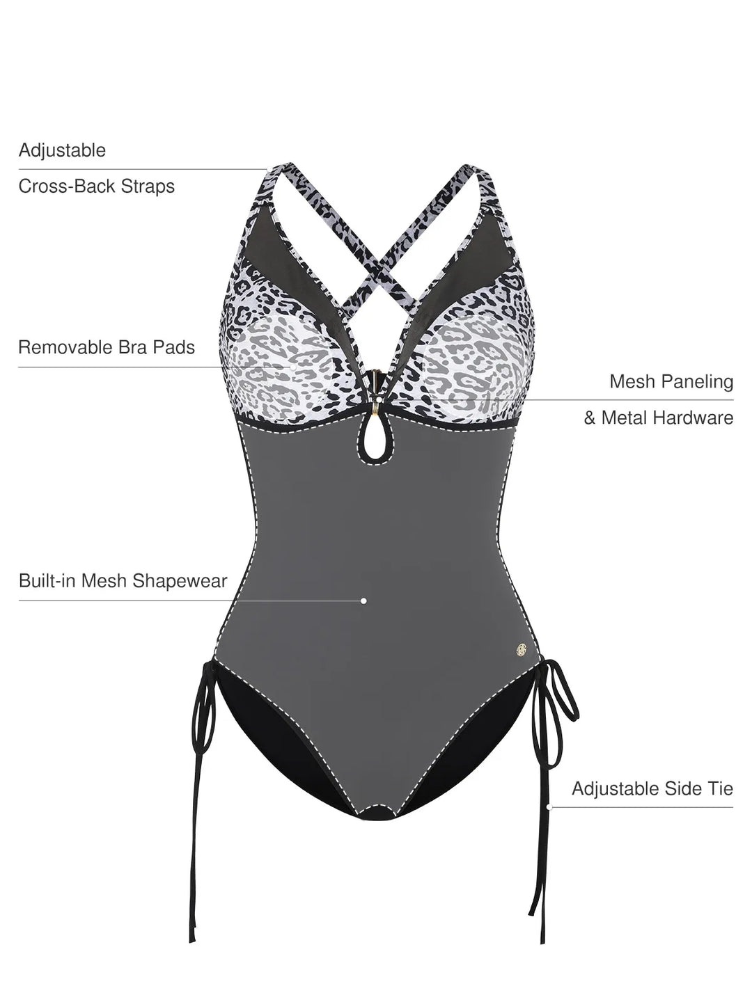 Mesh Inset Tie-Side Sculpting One-Piece Swimsuit