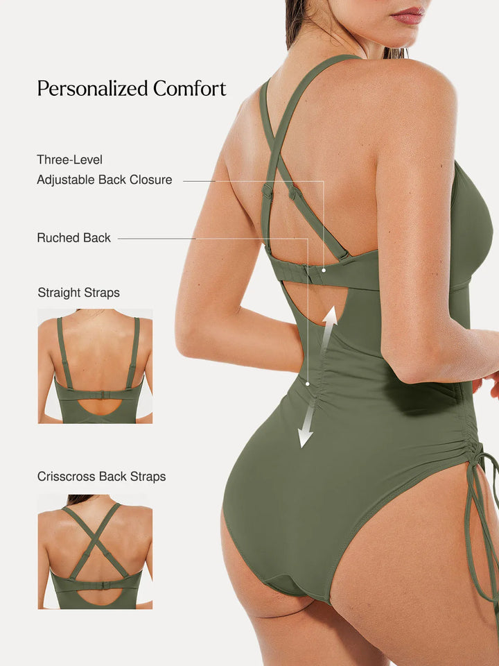 Mesh Inset Tie-Side Sculpting One-Piece Swimsuit