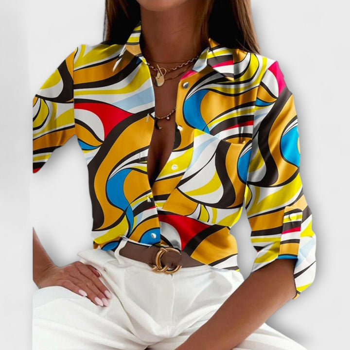 Capri-Mosaic Collared Blouse
