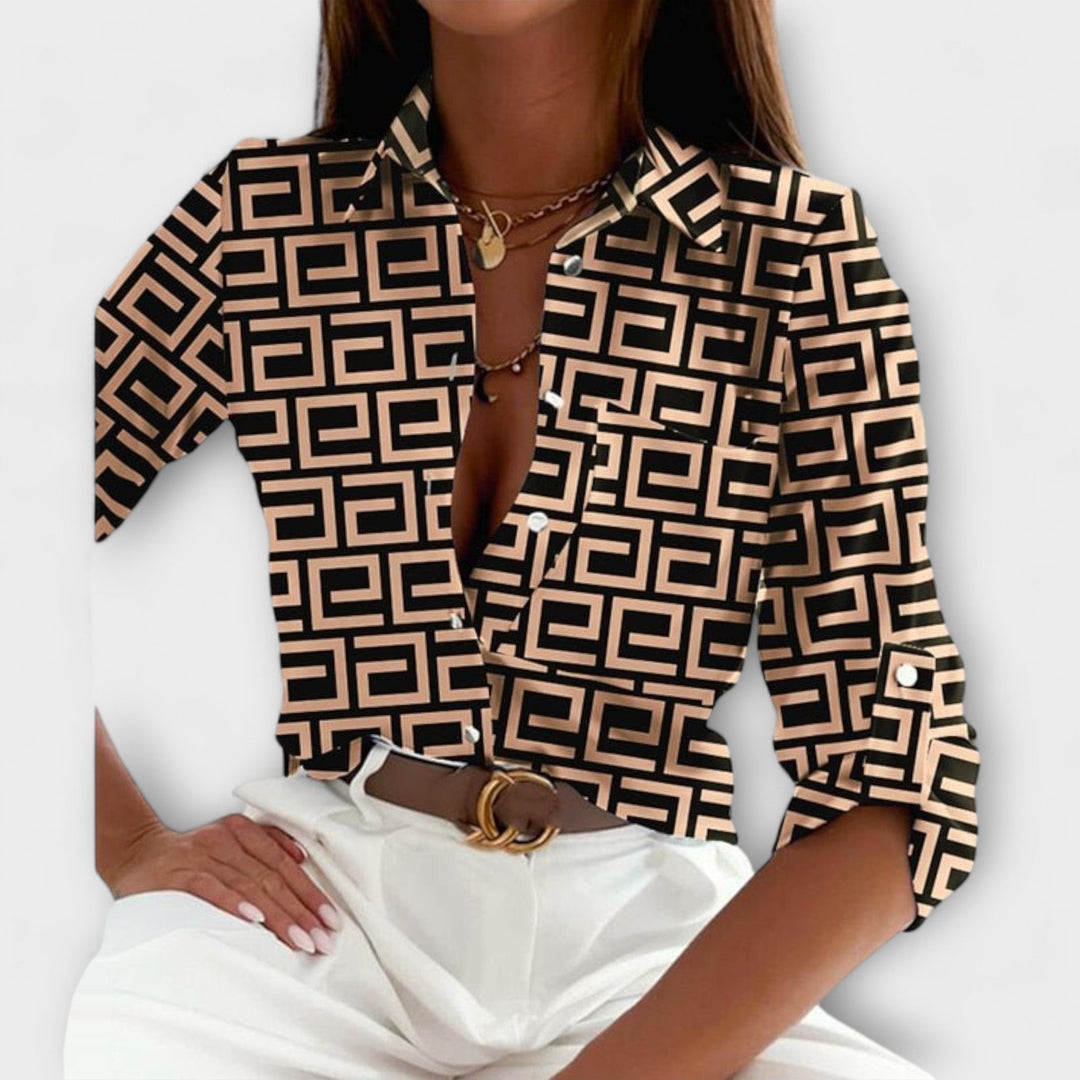 Capri-Mosaic Collared Blouse